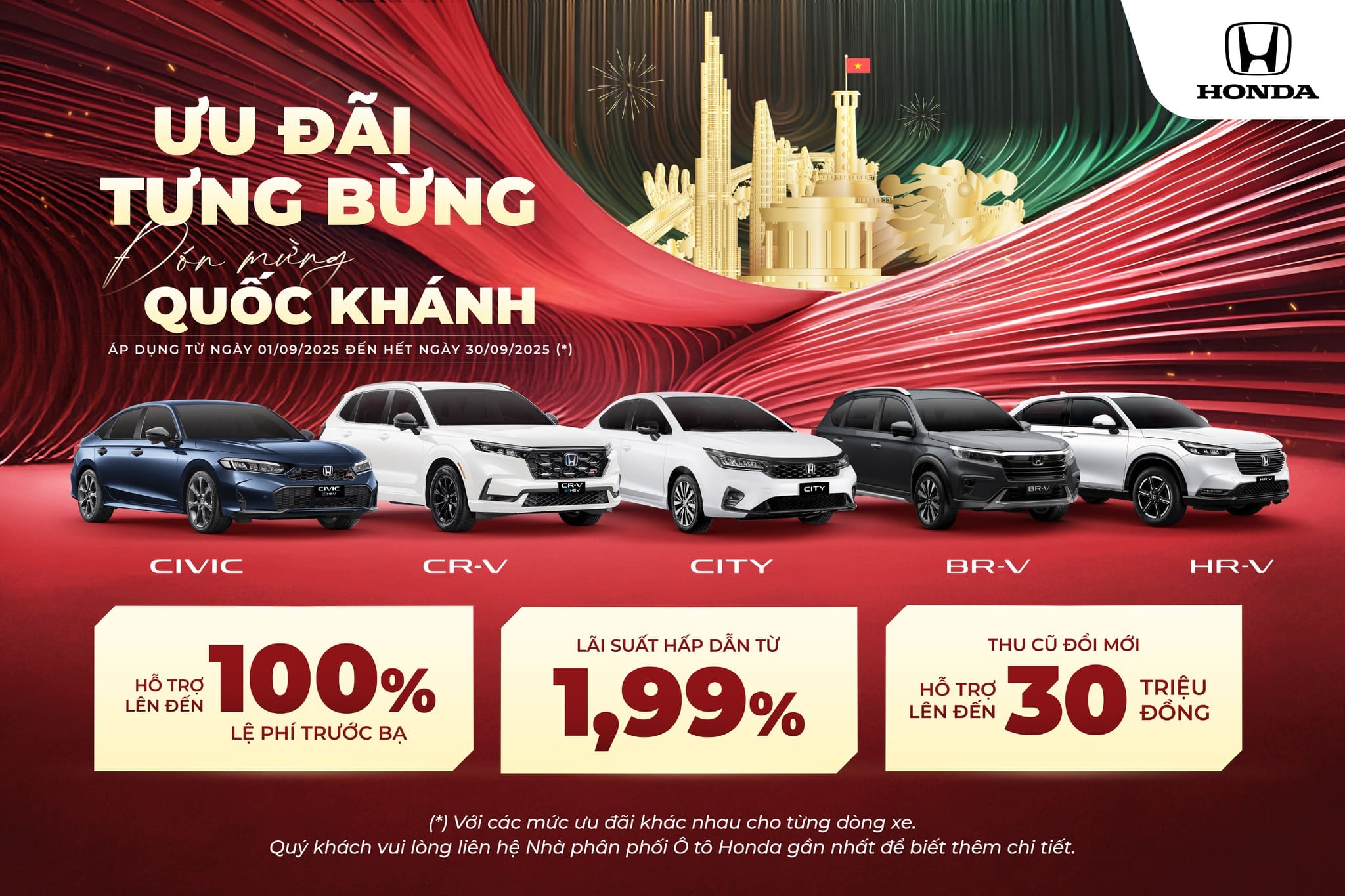 ƯU ĐÃI TƯNG BỪNG ĐẾN HẾT THÁNG 09 – 2025 – Honda Ô tô Bình Dương 
